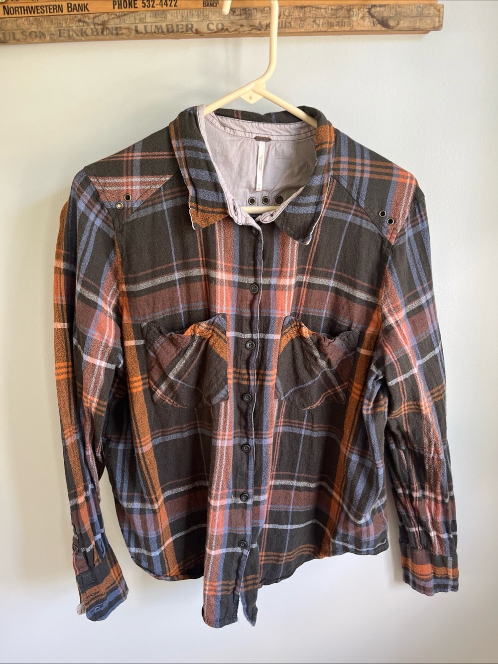 Free People Vintage Wesley Plaid Flannel Size M